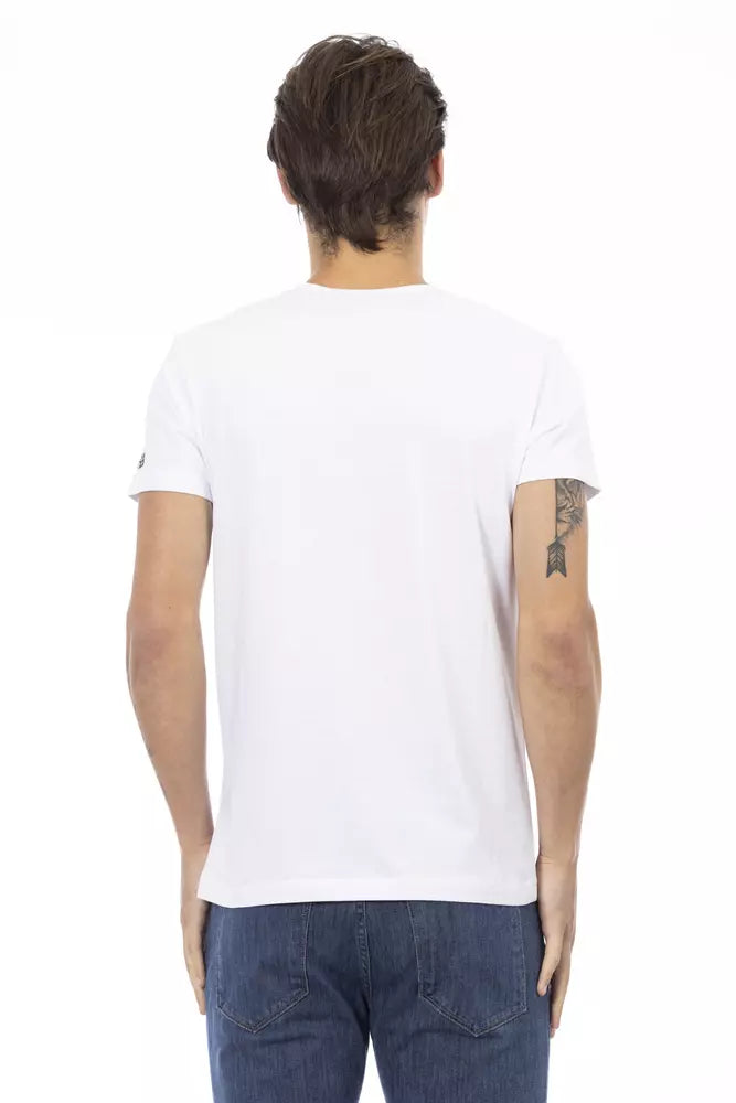White Cotton Men's V-Neck T-Shirt