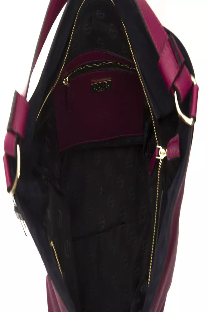 "Burgundy Leather Women Shoulder Bag"