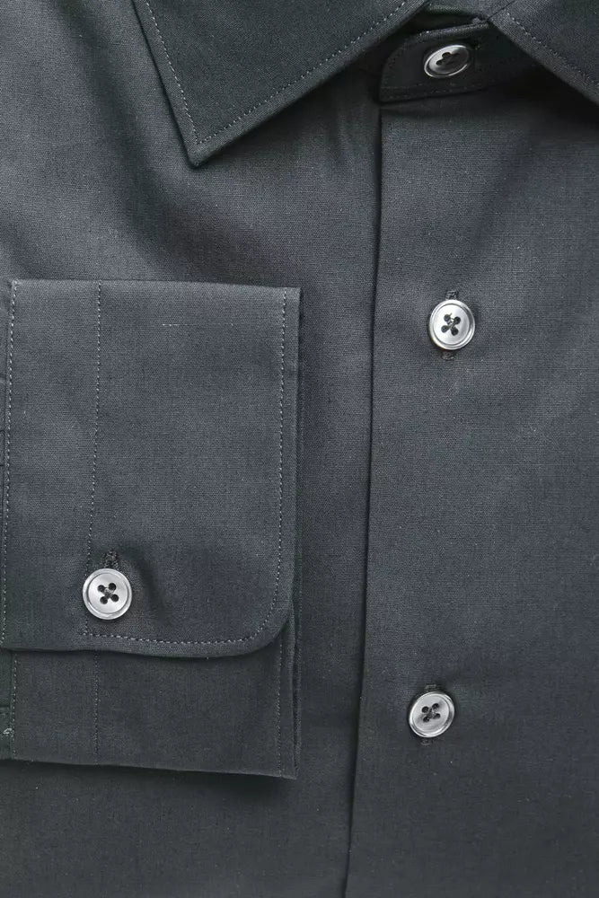 Black Cotton Men's Slim Shirt