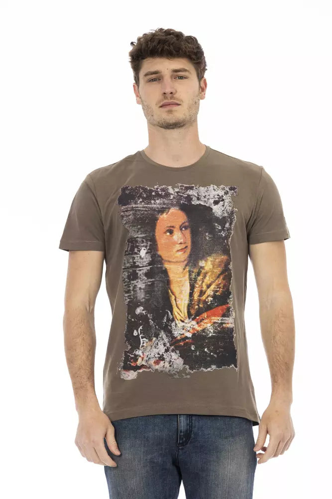 Brown Cotton Men's T-Shirt