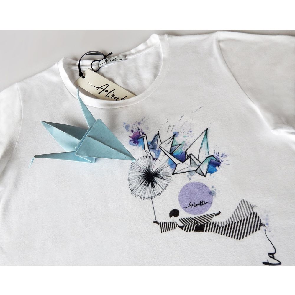 White Viscose Women T-Shirt