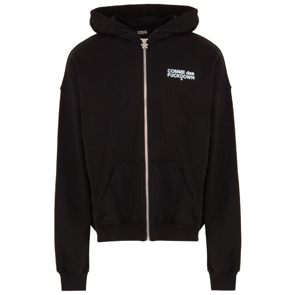 Black Cotton Men's Hooded Sweatshirt