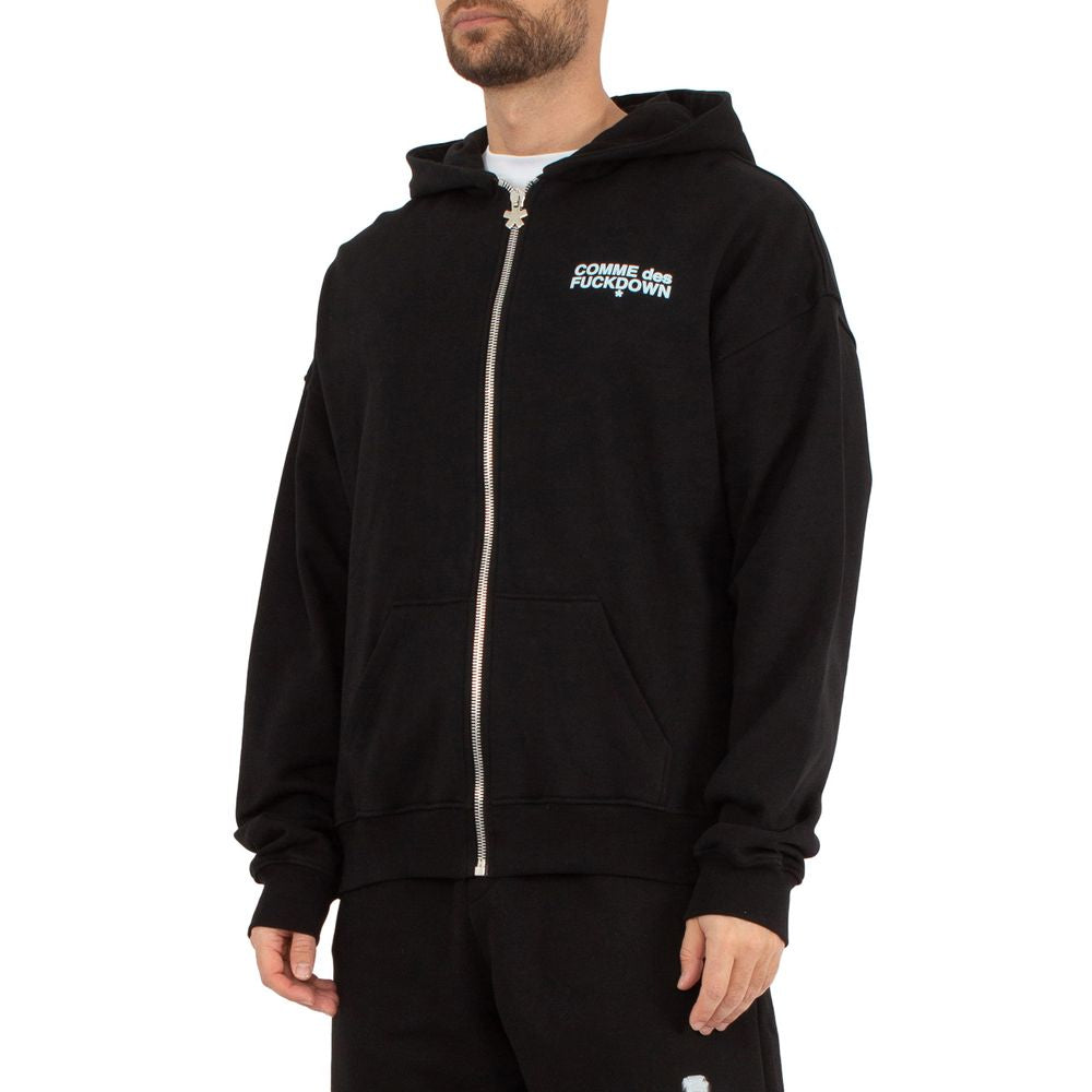 Black Cotton Men's Hooded Sweatshirt