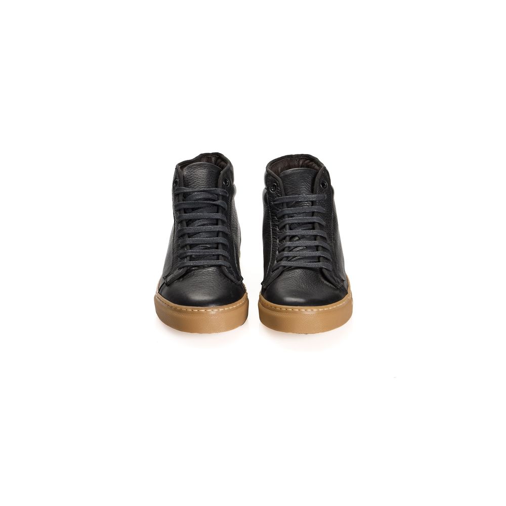 Black Calfskin Men's High Sneaker