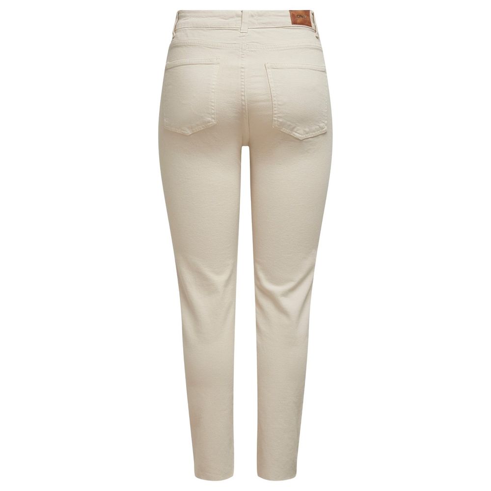 Beige Cotton Mom Jean
