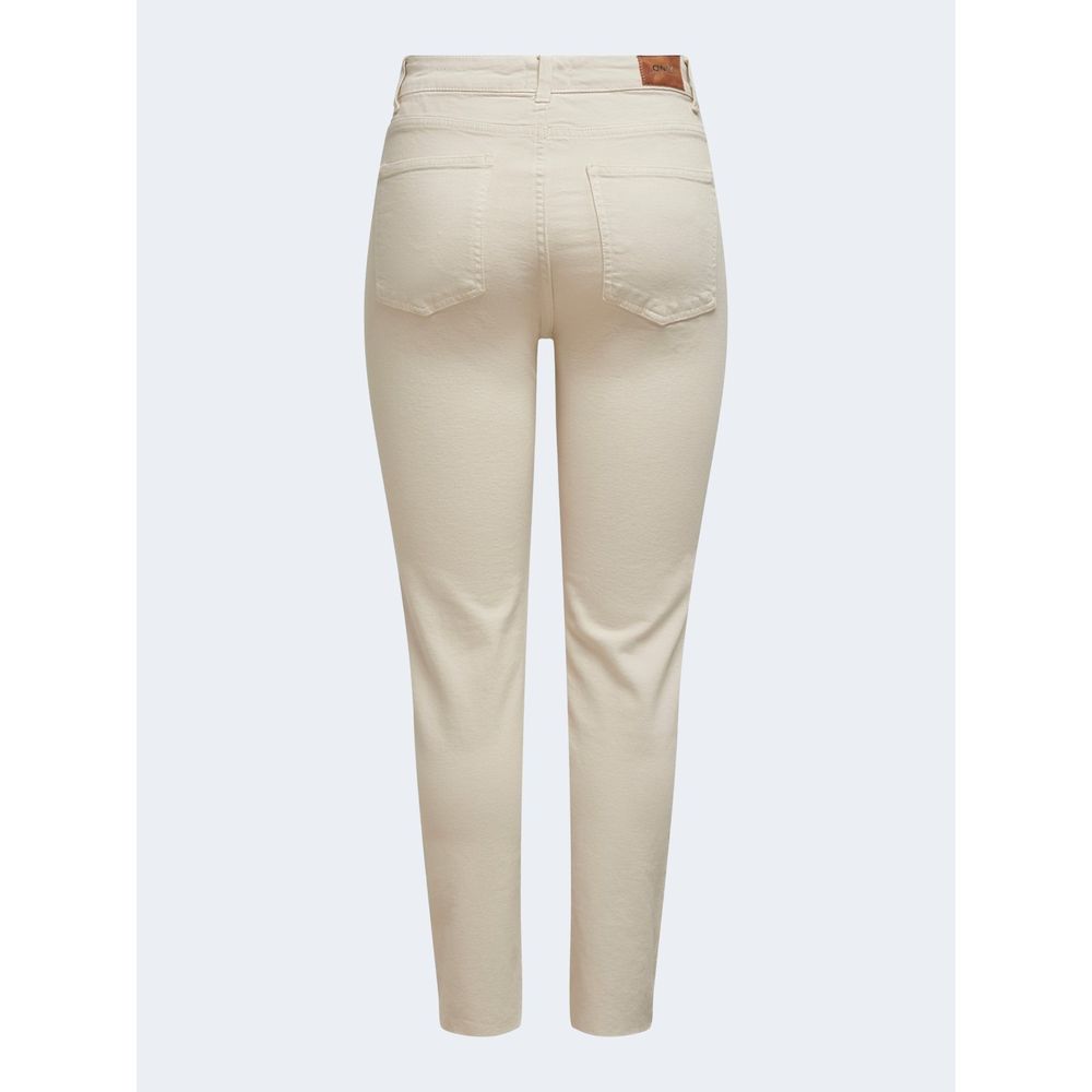 Beige Cotton Mom Jean