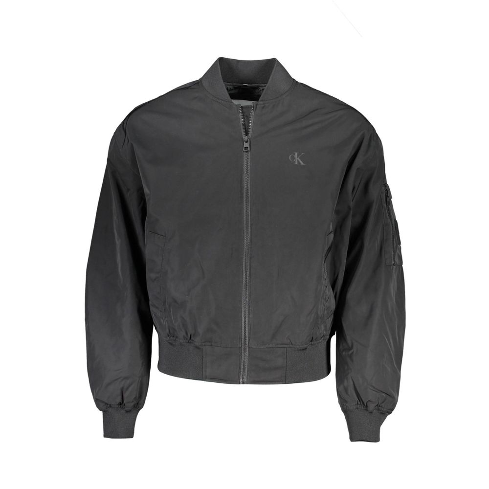 Black Polyester Men Jacket