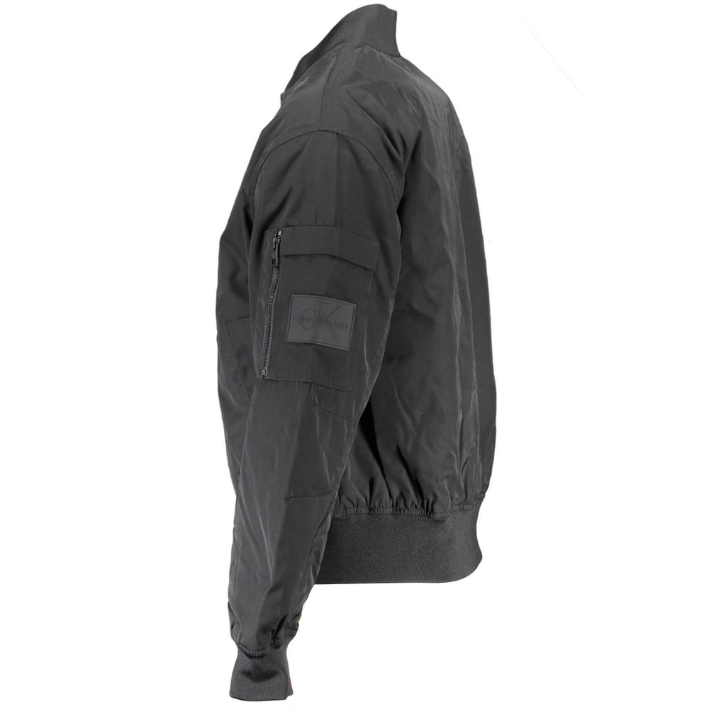 Black Polyester Men Jacket