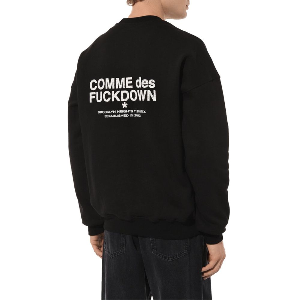 Black Cotton Men's Crewneck Sweater