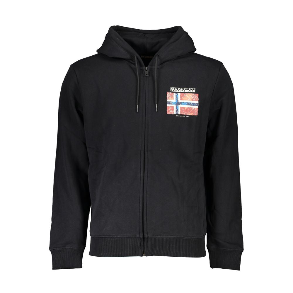 Black Cotton Men Sweater with Hood