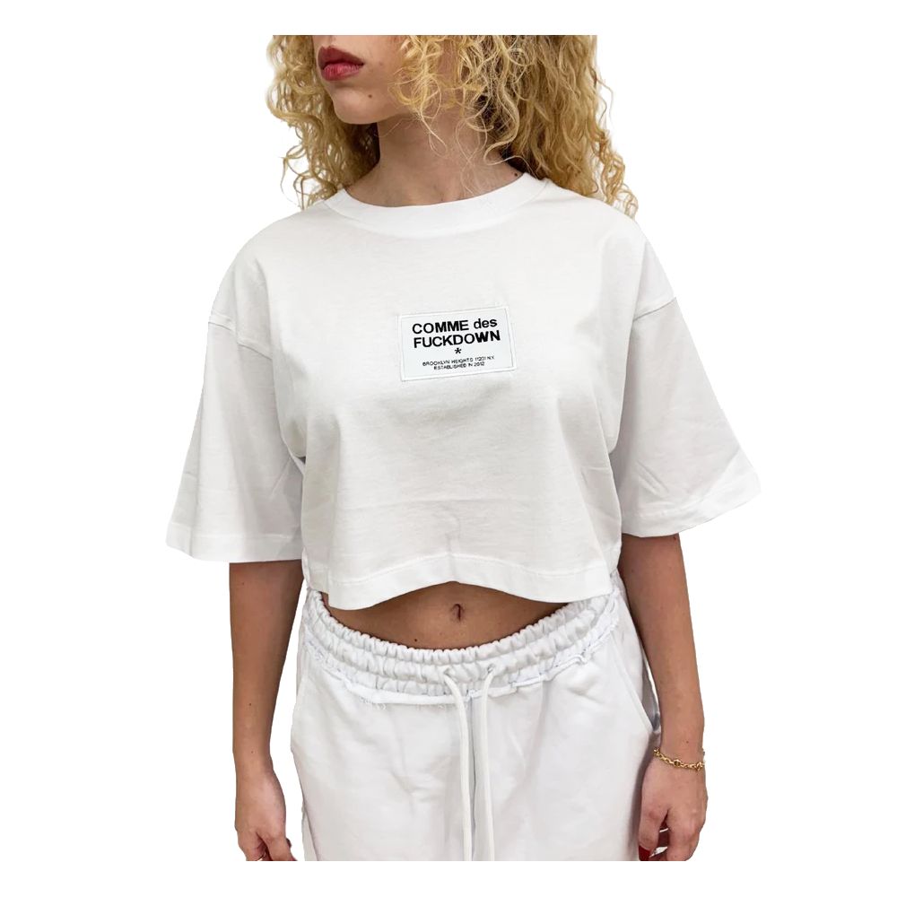 White Cotton Women T-Shirt