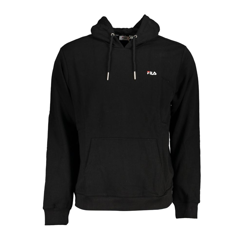 Black Cotton Men Sweater with Hood