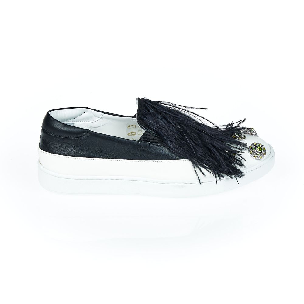 Black Bovine Leather Women Slip-on Shoe