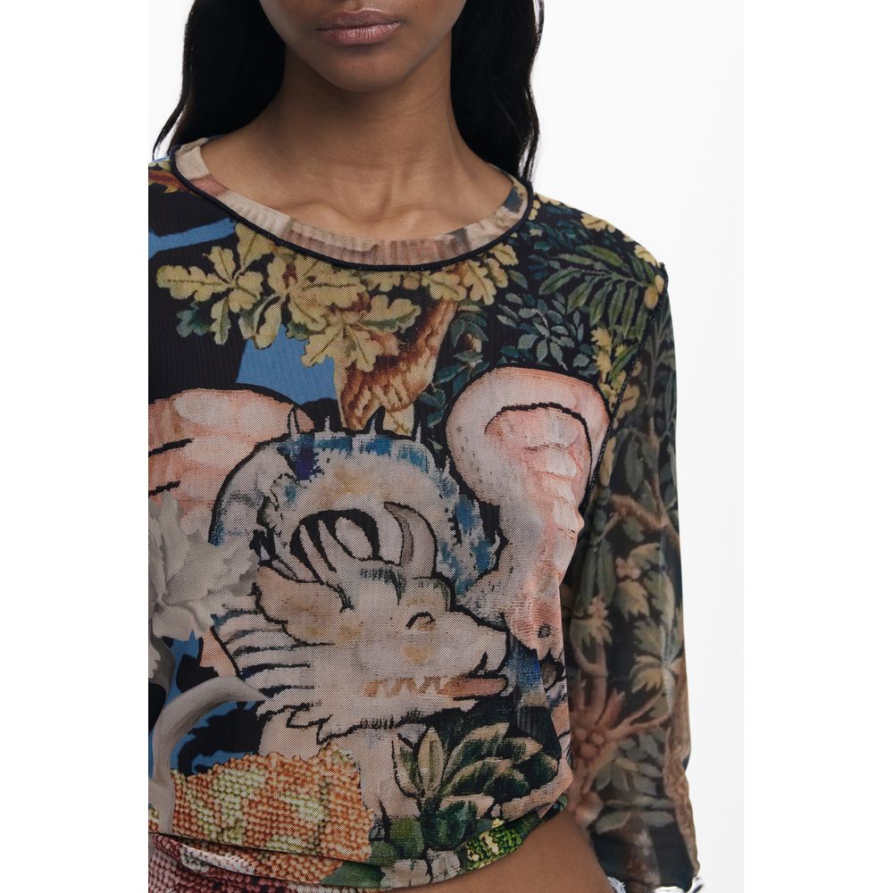 Black Polyester Women T-Shirt