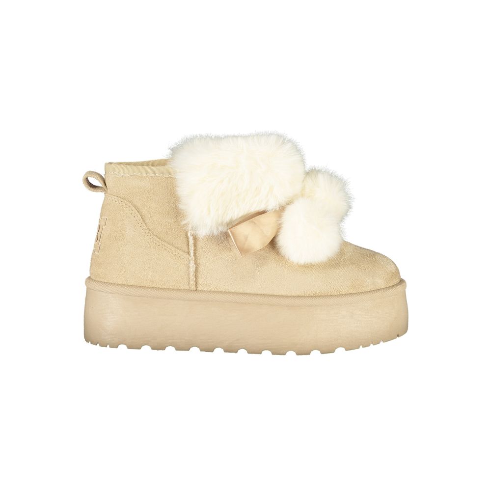 Beige Polyester Women Boot